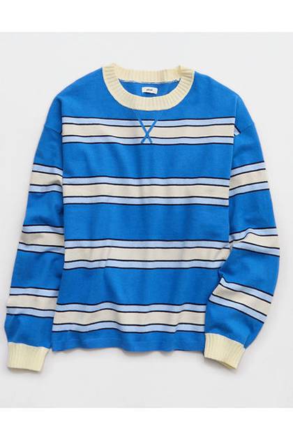 Aerie Sunday Soft Crew Sweater Rome Blue