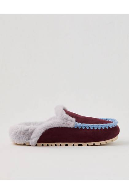 Aerie Contrast Stitch Slippers Royal Berry