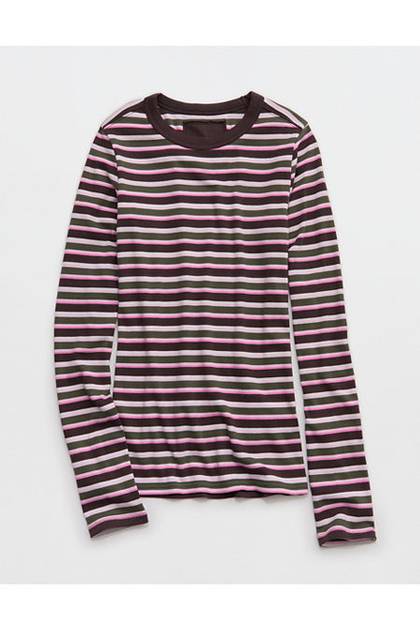 Aerie Essential Crew Layering T-Shirt Hushed Violet