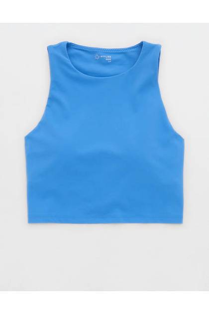 OFFLINE By Aerie Real Me XTRA High Neck Longline Sports Bra Rome Blue