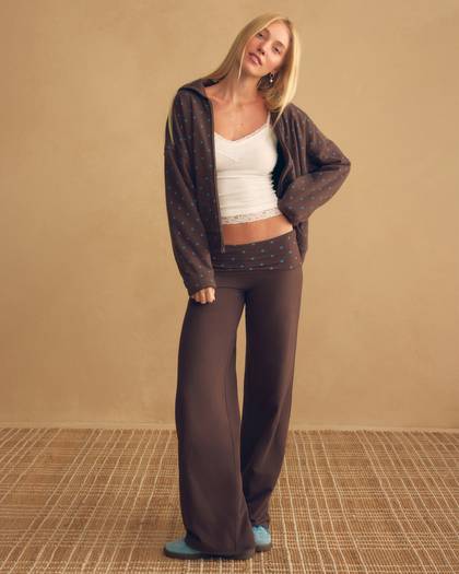 Hollister Callie Reversible Knit Foldover Waist Wide-Leg Pants