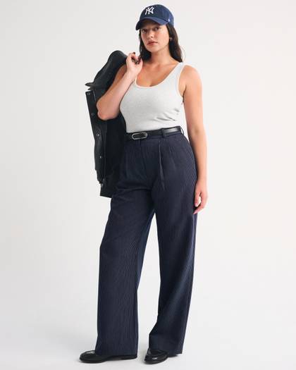 Curve Love A&F Sloane Tailored Wide Leg Pant