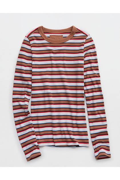 Aerie Essential Crew Layering T-Shirt Violet Willow