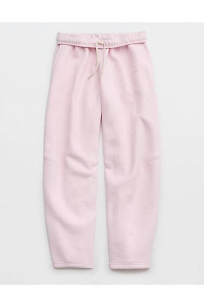OFFLINE By Aerie Cloud Fleece Barrel Leg Pant Pink Petal