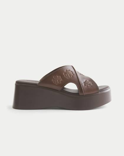Faux Leather Platform Sandals