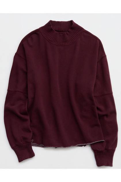 Aerie Layover Mockneck Sweatshirt Royal Berry