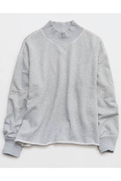 Aerie Layover Mockneck Sweatshirt Medium Heather Gray