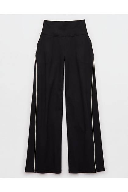 OFFLINE By Aerie The Hugger Piping Wide Leg Pant True Black