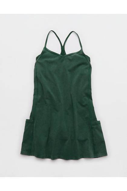 OFFLINE By Aerie OG Cotton Racerback Mini Dress Rugged Green
