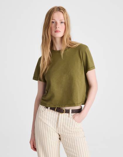 The Easy Crop Crewneck Tee in Soft Slub