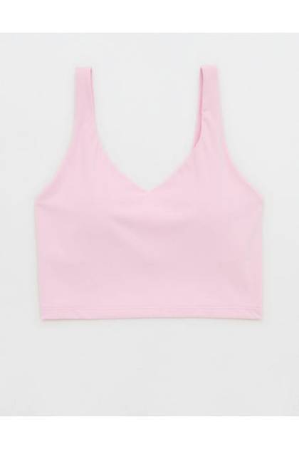 OFFLINE By Aerie Real Me Low Key Longline Sports Bra Parfait Pink
