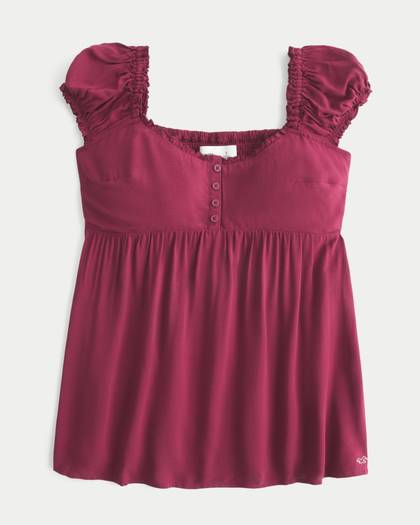 Cap Sleeve Tunic Babydoll Top