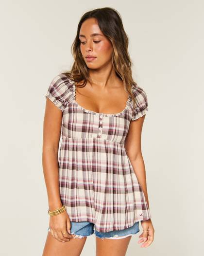 Cap Sleeve Tunic Babydoll Top