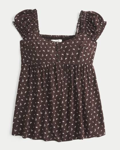 Cap Sleeve Tunic Babydoll Top