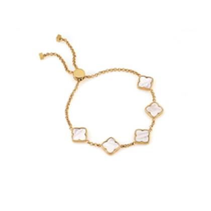 Pearl Clover Necklace & Bracelet Set (Gold)