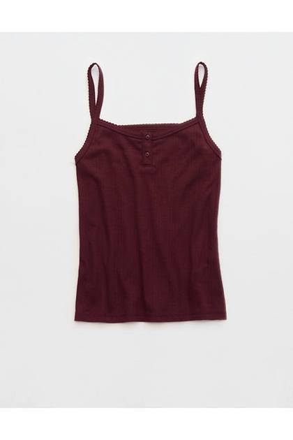 Aerie Pointelle Tank Royal Berry