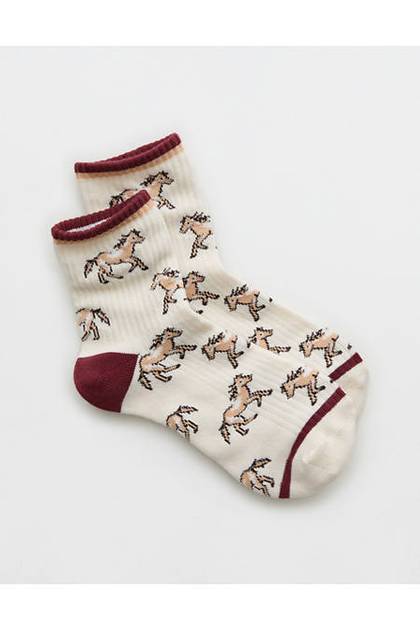 Aerie Ribbed Cotton Quarter Socks Soft Satin