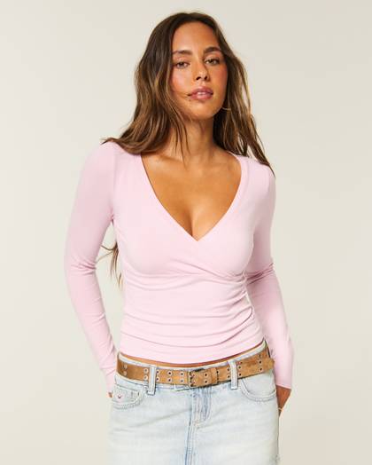 Long-Sleeve Wrap Front Baby Tee