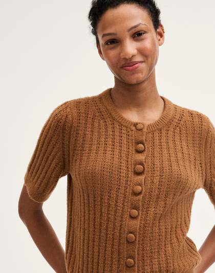 Textured-Stitch Cardigan in Cozy Cotton