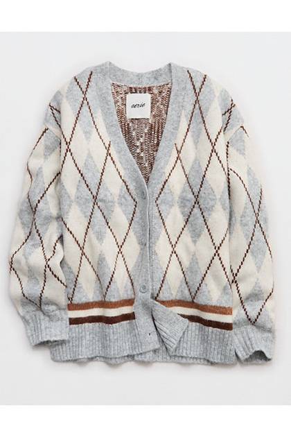 Aerie Oversized Grandpa Cardigan Smoked Gray