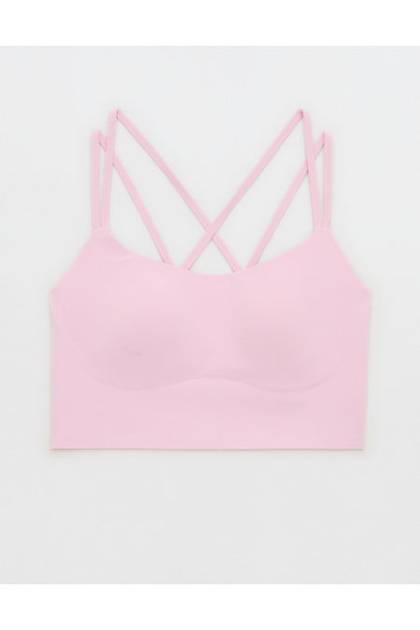 OFFLINE By Aerie Real Me XTRA Hold Up! Strappy Sports Bra Parfait Pink