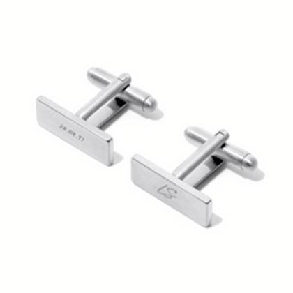 Men's Rectangular Engravable Cufflinks (Silver)