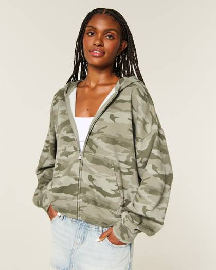 Hollister Feel Good Easy Camo Zip-Up Hoodie