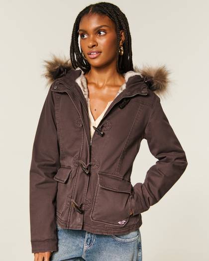 Faux Fur-Lined Toggle Jacket