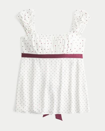 Easy Satin Tie Babydoll Top