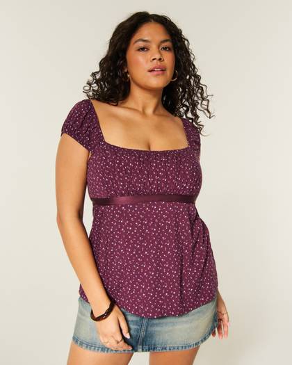 Easy Satin Tie Babydoll Top