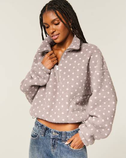 Sherpa Half-Zip Dot Sweatshirt