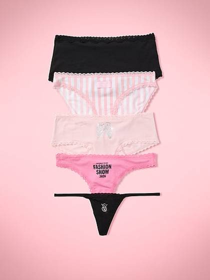 VSFS '26 5-Pack Cotton Lace-Trim Mixed Silhouette Panties