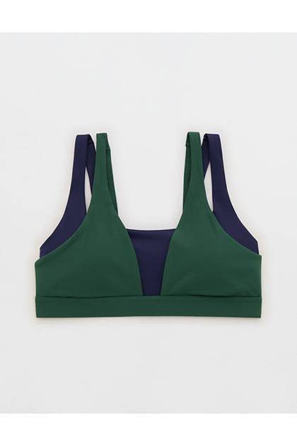 OFFLINE by Aerie Real Me XTRA Classic Layered Sports Bra Rugged Green