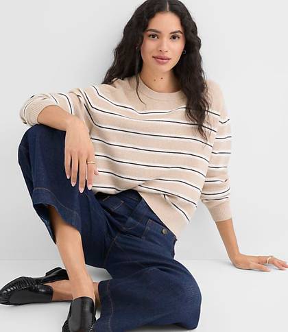 Loft Striped Ribbed Sweater