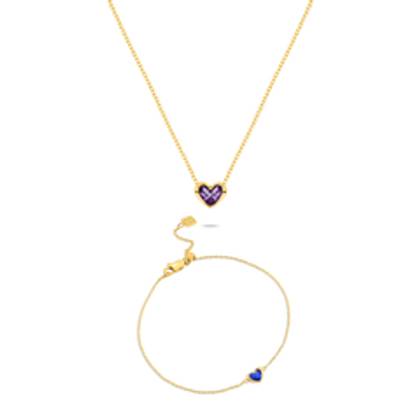 Mini Heart Birthstone Set (Gold)