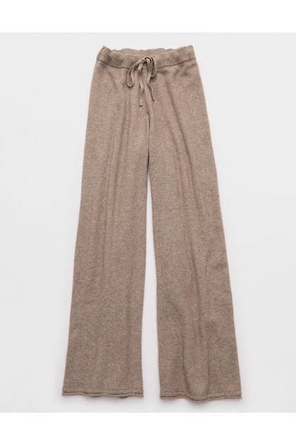 Aerie Sunday Soft® Plush Wide Leg Pant Heathered Taupe