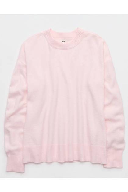 Aerie Sunday Soft® Plush Crew Sweater Pink Petal