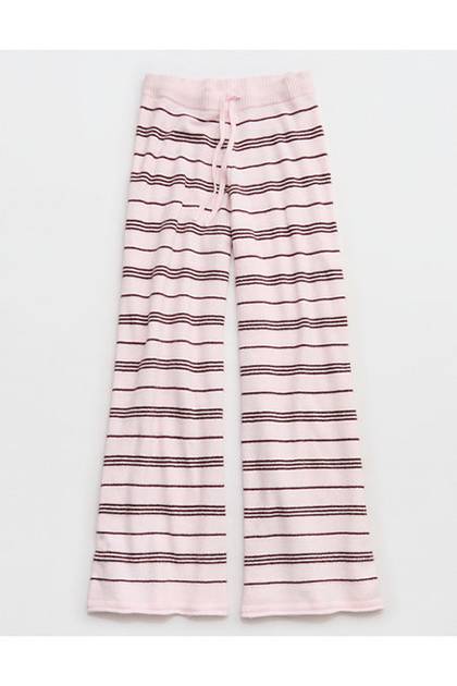 Aerie Sunday Soft® Plush Wide Leg Pant Pink Petal