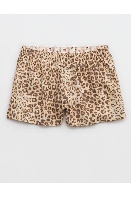 Aerie Checked Out Flannel Boxer Natural