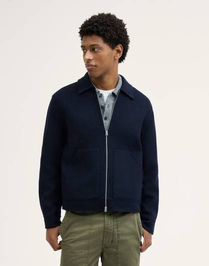 Unlined Zip Jacket in Wool Blend