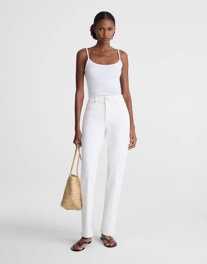 The Longline Straight Jean in Tile White