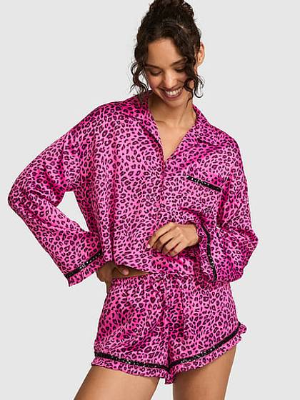 GRWPINK™ Satin Long-Sleeve Short Pajama Set