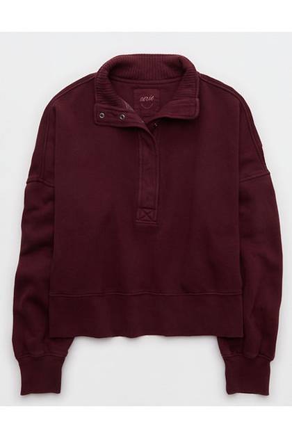 Aerie Oh Snap! Cropped Sweatshirt Royal Berry