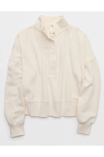Aerie Oh Snap! Cropped Sweatshirt Natural