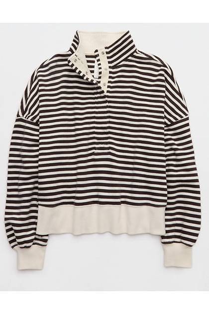 Aerie Oh Snap! Cropped Sweatshirt Deep Earth