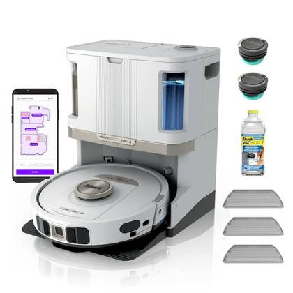Shark PowerDetect 2-in-1 Robot Vacuum and Mop with NeverTouch Pro Base in White | AV2800ZE | SharkNinja