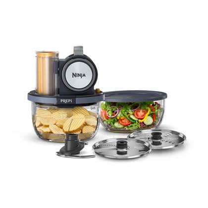 Ninja PREPi 5-in-1 Prep System: Chop, Slice, Crinkle, Shred, Puree in Blue in Midnight Blue /Mango | PN301 | SharkNinja